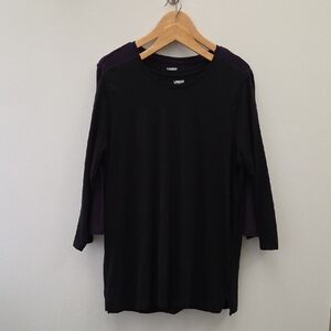 Two Lands' End Tops, Black and Purple 3/4 Sleeve, L (14-16)